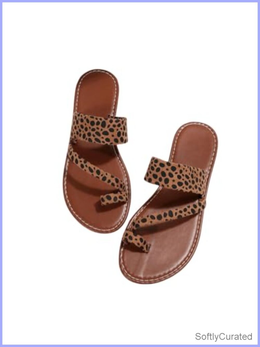 Faux Leather Cheetah Print Flat Slide Sandals Open Toe Strappy